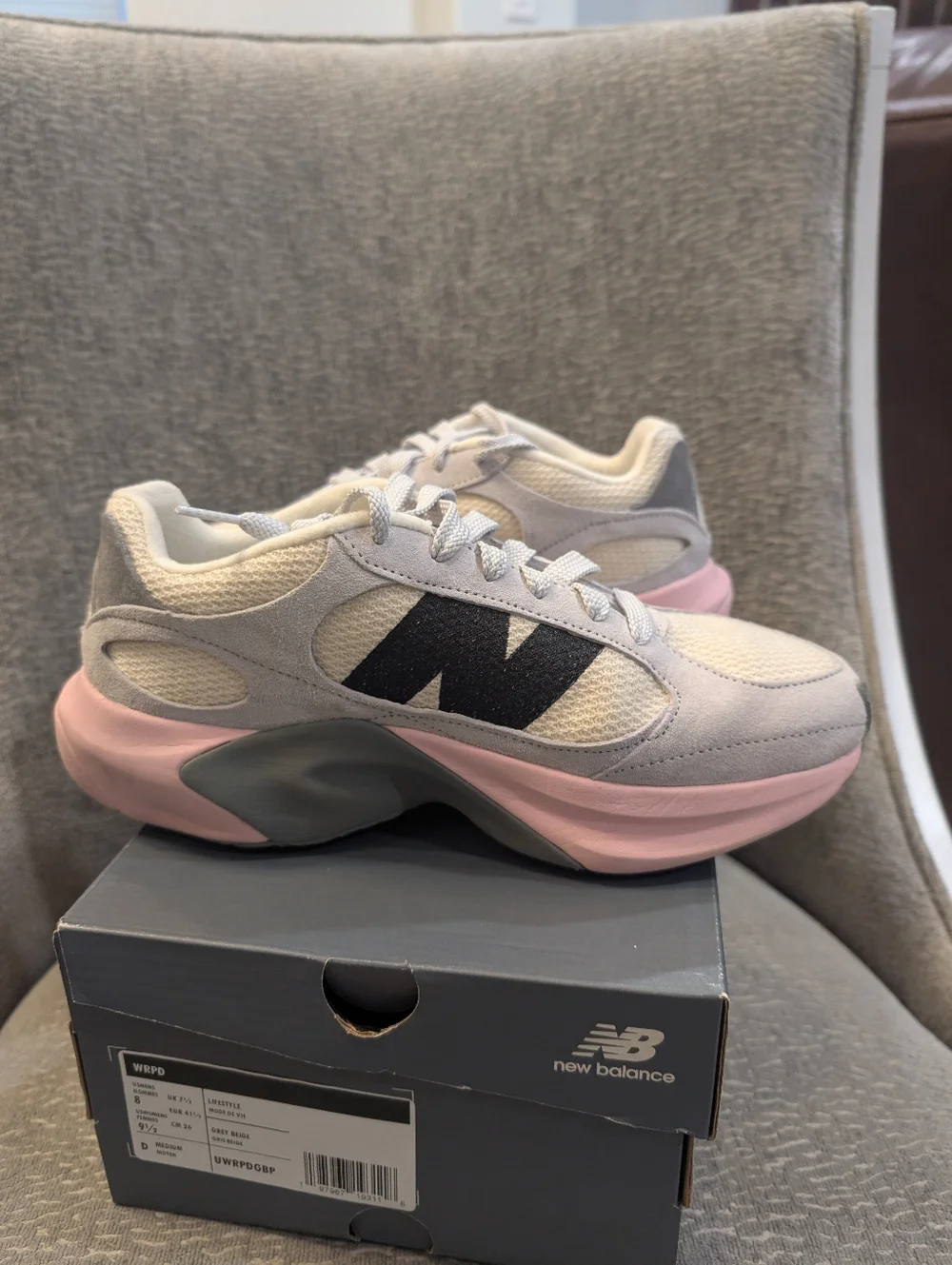 New Balance Women’s Light Gray & Pink Platform Sneakers - Picture 8 of 10